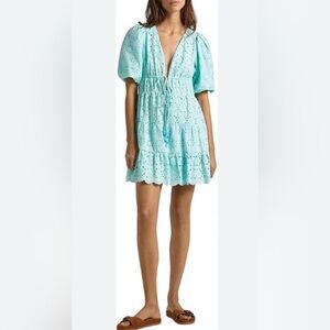 Pepe Jeans 100% Cotton Eyelet Light Blue Dress